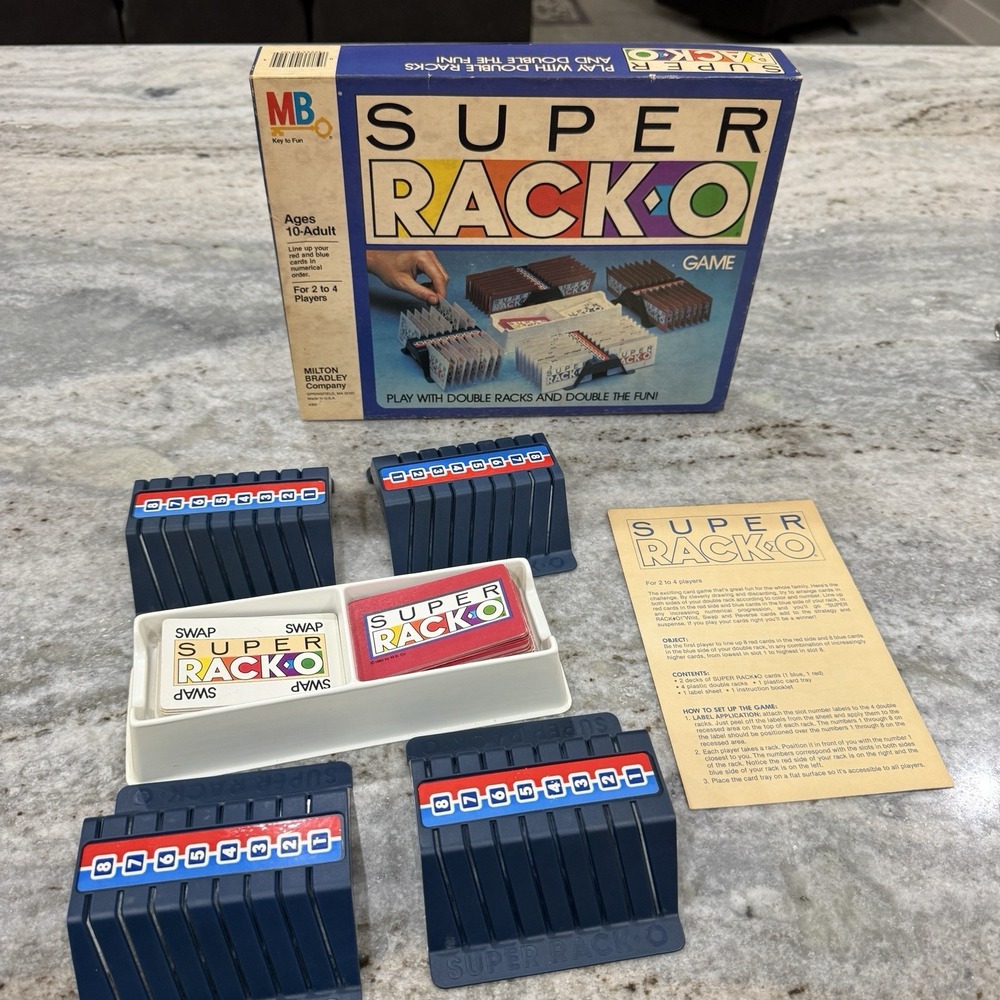 VTG Super Rack-O Board Game Cards MB 1983 Milton Bradley COMPLETE 4302 Made USA